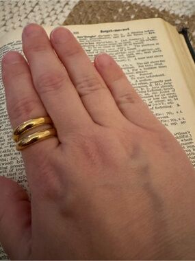 Gold-Tone Double Band Statement Ring